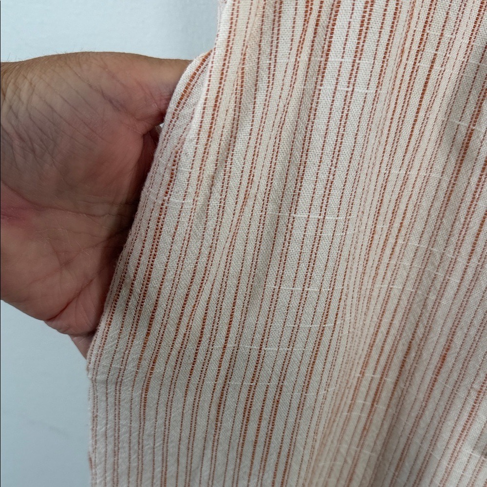 Line and Dot Striped Button Front Drawstring Waist Wide Leg Jumpsuit Small - Picture 6 of 11